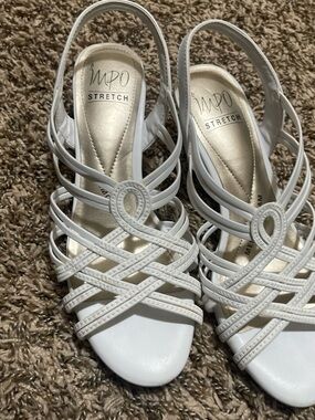 Impo White Strappy Slingback Heels